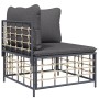 Set muebles de jardín 4 pzas y cojines ratán PE gris antracita
