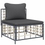 Set muebles de jardín 4 pzas y cojines ratán PE gris antracita