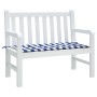 Cojín banco jardín tela Oxford a rayas azul y blanco 120x50x3cm