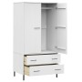 Armario patas de metal OSLO madera maciza blanco 90x55x172,5 cm