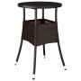 Mesa de jardín vidrio templado ratán sintético marrón Ø60x75 cm