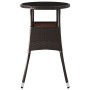 Mesa de jardín vidrio templado ratán sintético marrón Ø60x75 cm