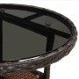 Mesa de jardín vidrio templado ratán sintético marrón Ø60x75 cm