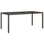 Mesa jardín vidrio templado ratán sintético marrón 190x90x75 cm