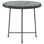 Mesa de comedor de vidrio templado y acero negro 80 cm