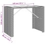 Mesa alta bar ratán PE y superficie vidrio negro 145x80x110 cm