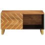 Mesa de centro madera maciza de mango negro marrón 80x50x40 cm