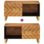 Mesa de centro madera maciza de mango negro marrón 80x50x40 cm