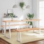 Tablero mesa madera tratada borde natural marrón 200x60x(2-6)cm