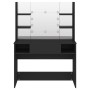 Tocador de maquillaje con luces LED MDF negro 100x40x135 cm