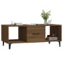 Mesa de centro madera contrachapada marrón roble 102x50x40 cm