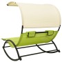 Tumbona doble con toldo textilene verde y crema