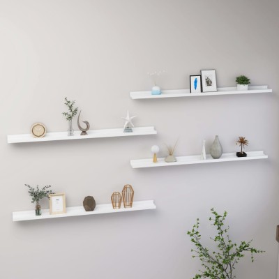 Estantes de pared 4 unidades blanco 100x9x3 cm