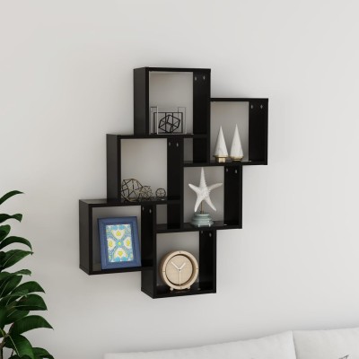 Estante cubo de pared madera contrachapada negro 78x15x93 cm