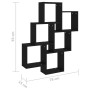 Estante cubo de pared madera contrachapada negro 78x15x93 cm