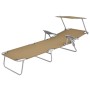 Tumbona plegable con toldo de acero taupé