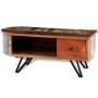 Mesa de centro con patas de hierro madera maciza reciclada