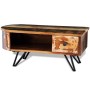 Mesa de centro con patas de hierro madera maciza reciclada