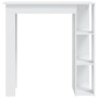 Mesa bar con estante contrachapada blanco brillo 102x50x103,5cm