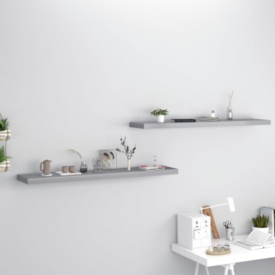 Estantes flotantes de pared 2 uds MDF gris 120x23,5x3,8 cm