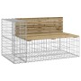Banco jardín diseño gavión madera pino impregnada 122x71x65,5cm