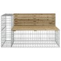 Banco jardín diseño gavión madera pino impregnada 122x71x65,5cm