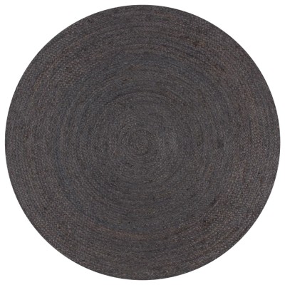 Alfombra de yute tejida a mano redonda gris 90 cm