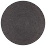 Alfombra de yute tejida a mano redonda gris 90 cm