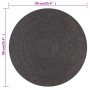 Alfombra de yute tejida a mano redonda gris 90 cm