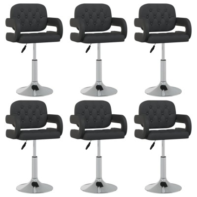 Sillas de comedor giratorias 6 unidades cuero sintético negro