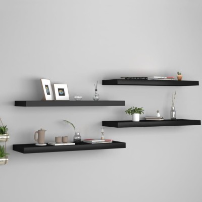 Estantes flotantes de pared 4 uds MDF negro 80x23,5x3,8 cm