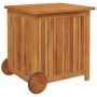 Caja de almacenaje de jardín ruedas acacia maciza 60x50x58 cm