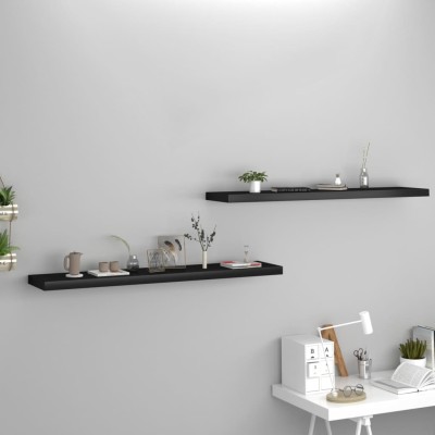 Estantes flotantes de pared 2 uds MDF negro 120x23,5x3,8 cm