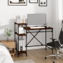 Escritorio con estantes hierro y madera roble humo 105x50x90 cm