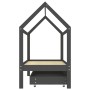 Estructura de cama infantil y cajón madera pino gris 80x160cm