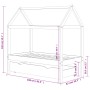 Estructura de cama infantil y cajón madera pino gris 80x160cm