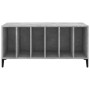 Mueble discos madera contrachapada gris hormigón 100x38x48 cm