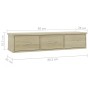 Estante de cajones para pared contrachapada roble 88x26x18,5cm