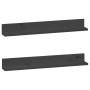 Estantes de pared 2 uds madera maciza de pino gris 80x11x9 cm