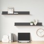 Estantes de pared 2 uds madera maciza de pino gris 80x11x9 cm