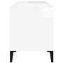 Mueble discos madera contrachapada blanco brillo 84,5x38x48 cm
