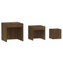Mesas apilables 3 pzas madera contrachapada color roble marrón
