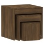 Mesas apilables 3 pzas madera contrachapada color roble marrón