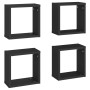 Estante cubo pared 4 uds negro 30x15x30 cm