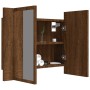 Armario con espejo y LED madera color marrón roble 60x12x45 cm