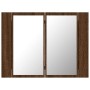 Armario con espejo y LED madera color marrón roble 60x12x45 cm
