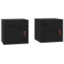 Armarios de pared 2 uds madera maciza pino negro 31,5x30x30 cm
