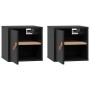 Armarios de pared 2 uds madera maciza pino negro 31,5x30x30 cm