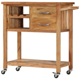 Carrito de cocina de madera maciza de acacia 80x45x91 cm