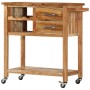 Carrito de cocina de madera maciza de acacia 80x45x91 cm